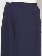 Aniyah Rayon Flared Slip-On Navy Blue Palazzo | Grab2Buy