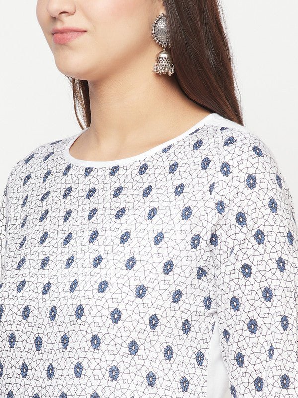 Aniyah Rayon Digital Screen Print White Straight Kurta | Grab2Buy
