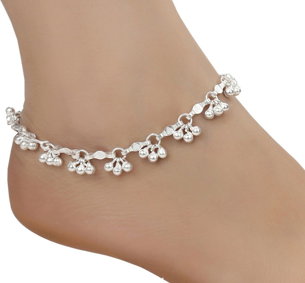 AanyaCentric Silver Plated Alloy Payal Indian Traditional Ethnic Fashion Imitation Jewellery Foot Chain | Grab2Buy