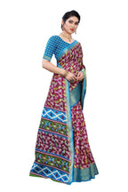 Vamika Purple and Blue Linen Jari Border Saree Online At Low Price | Grab2Buy