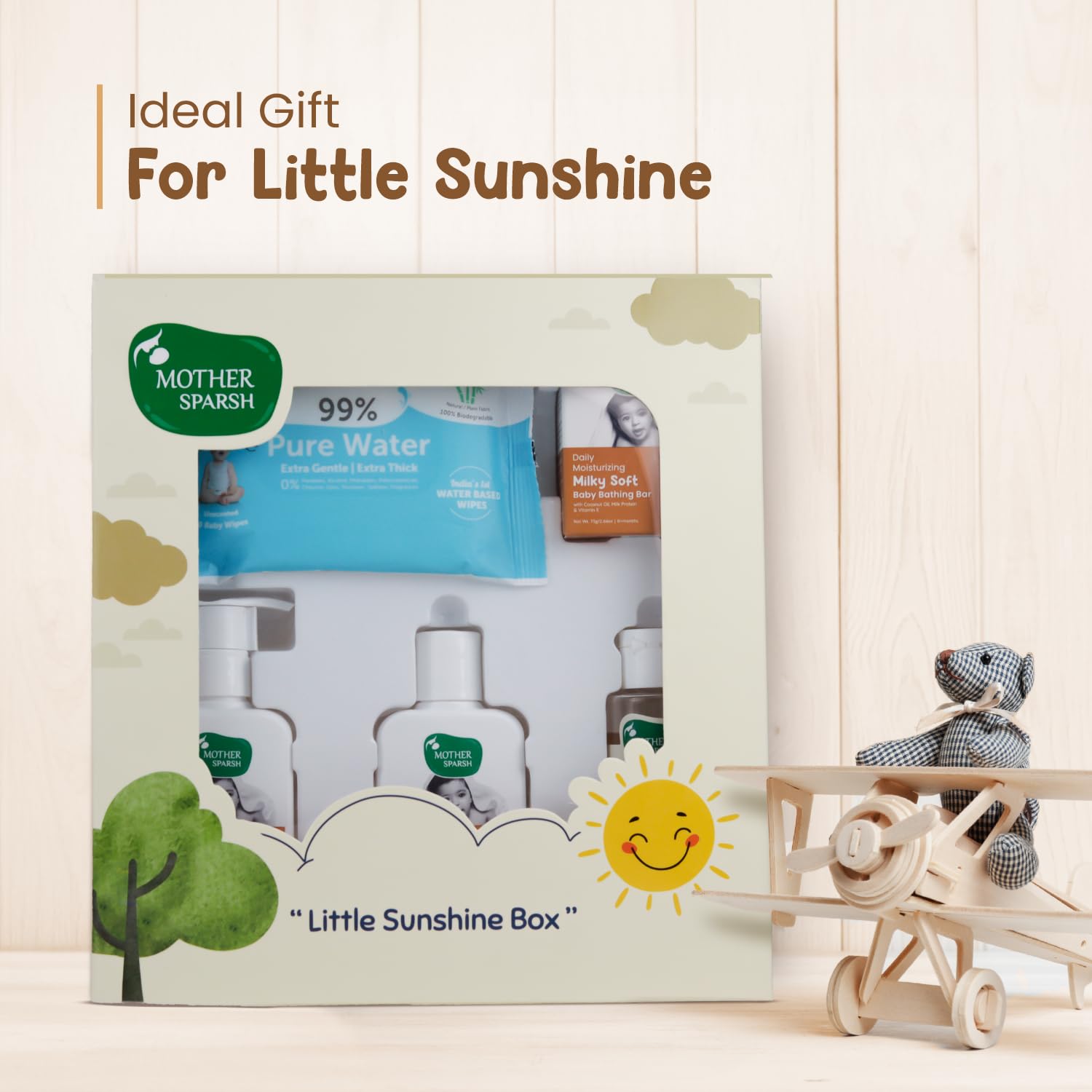 Mother Sparsh Gift Set for Babies, Combo of 5 Baby Skin Care Essentials (Sunshine Box) | Grab2Buy