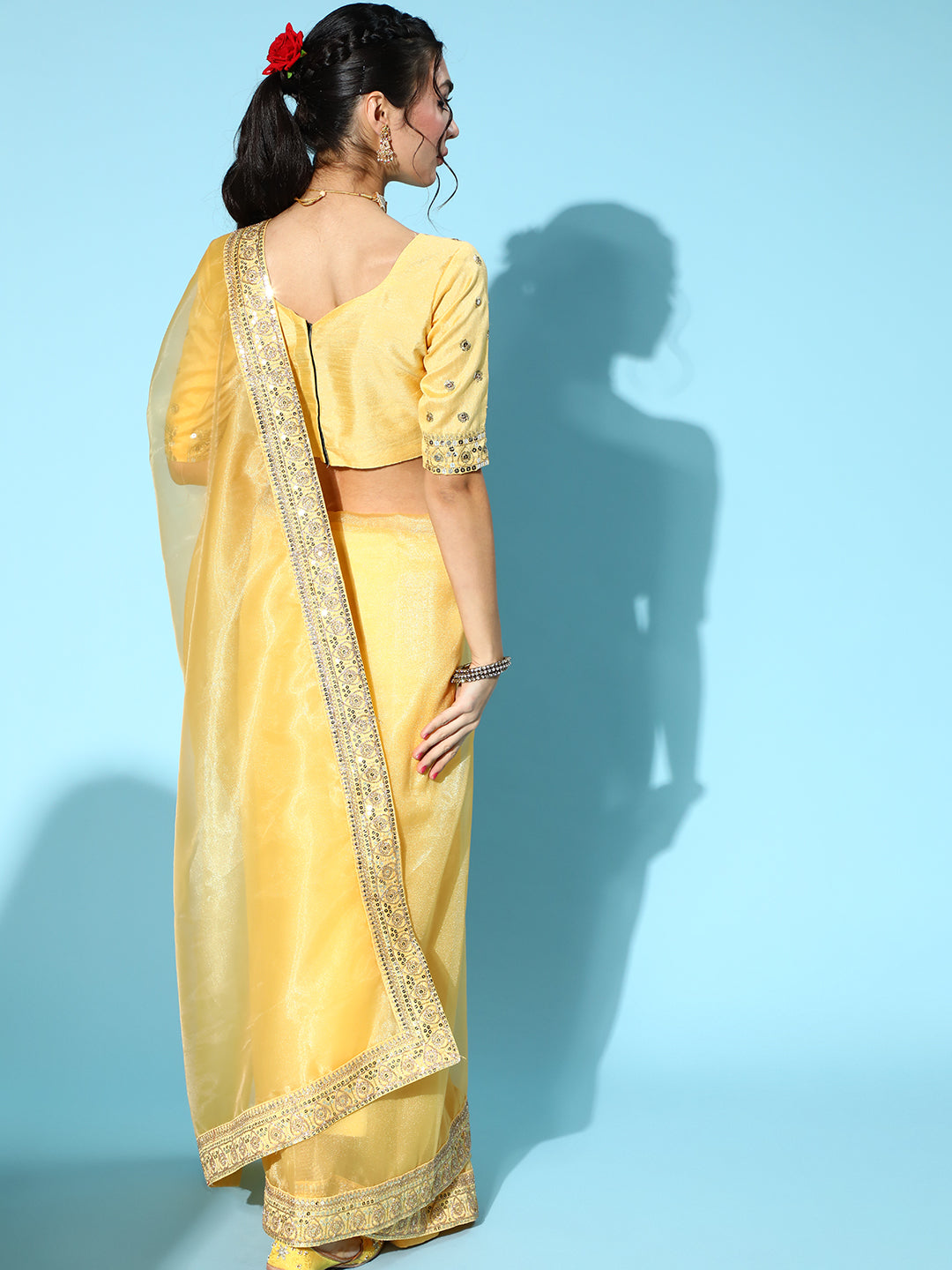 Saree Mall Solid Saree with Woven Design Border | Grab2Buy