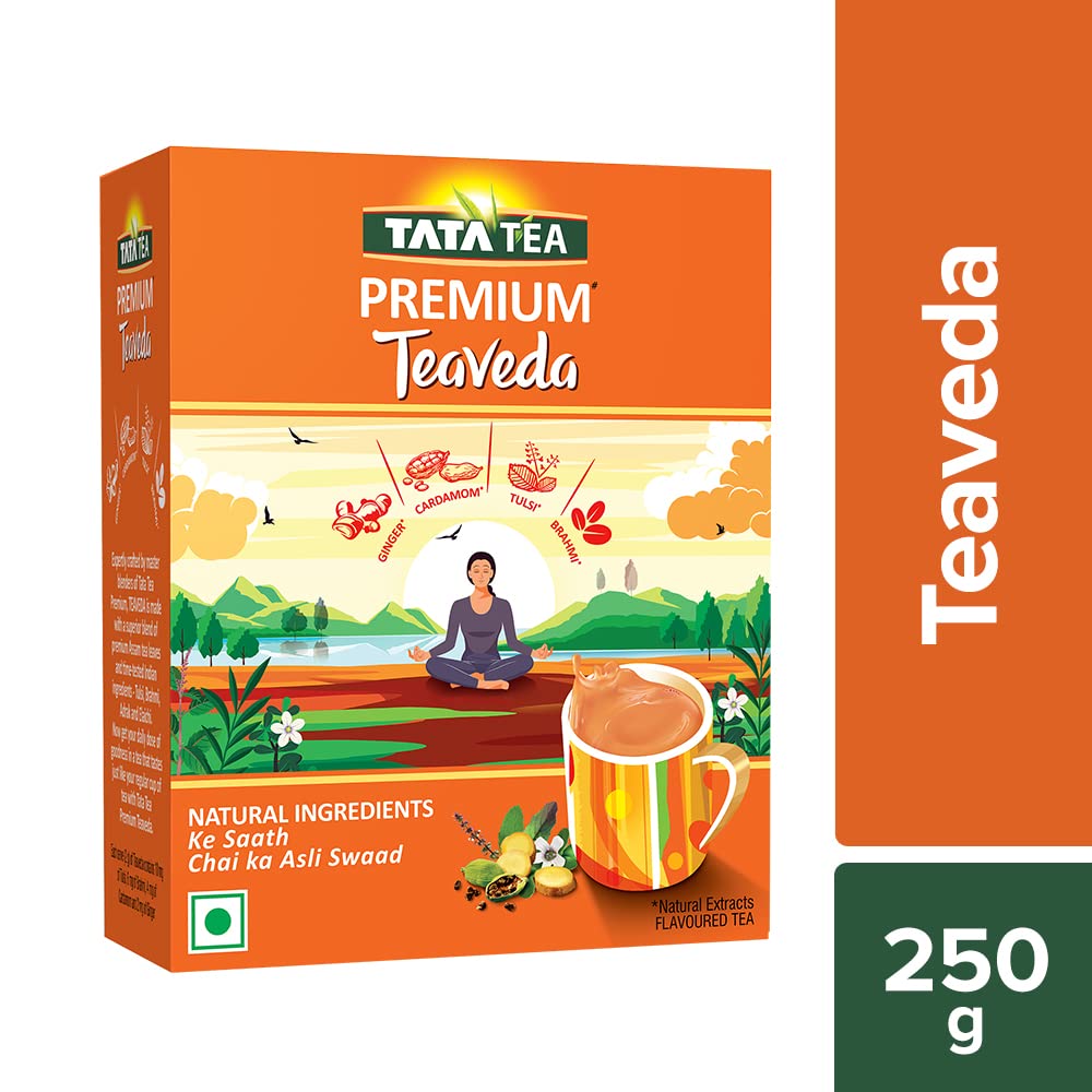 Tata Tea Teaveda Powder | Premium Assam Tea Leaves | Made With Goodness of Indian Herbals - Tulsi, Elaichi, Ginger & Brahmi | Grab2Buy