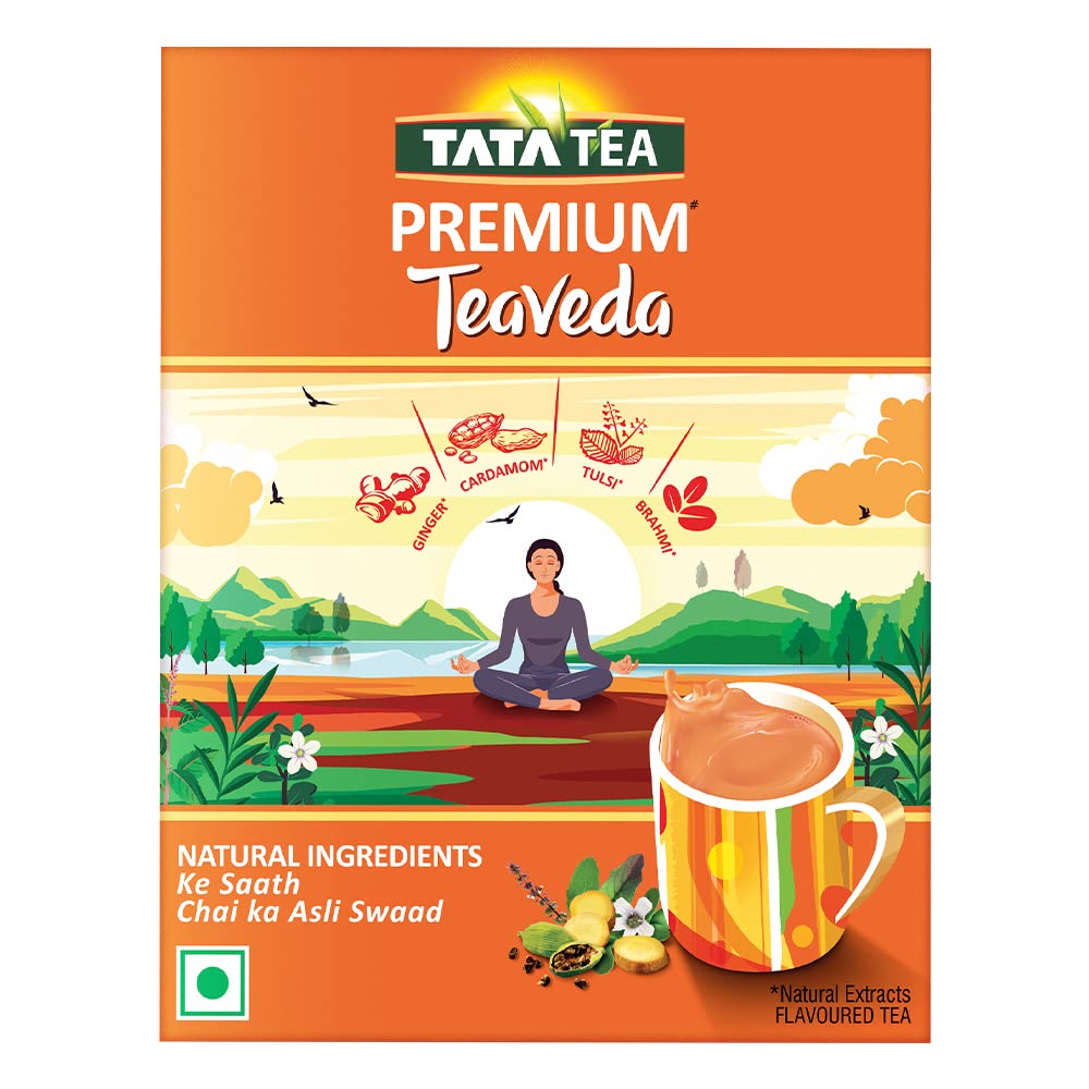 Tata Tea Teaveda Powder | Premium Assam Tea Leaves | Made With Goodness of Indian Herbals - Tulsi, Elaichi, Ginger & Brahmi | Grab2Buy