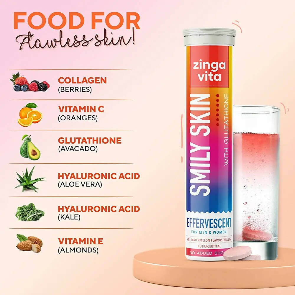 Zingavita Smily Skin Effervescent Tablets (Watermelon Flavor) Sugar Free | Grab2Buy