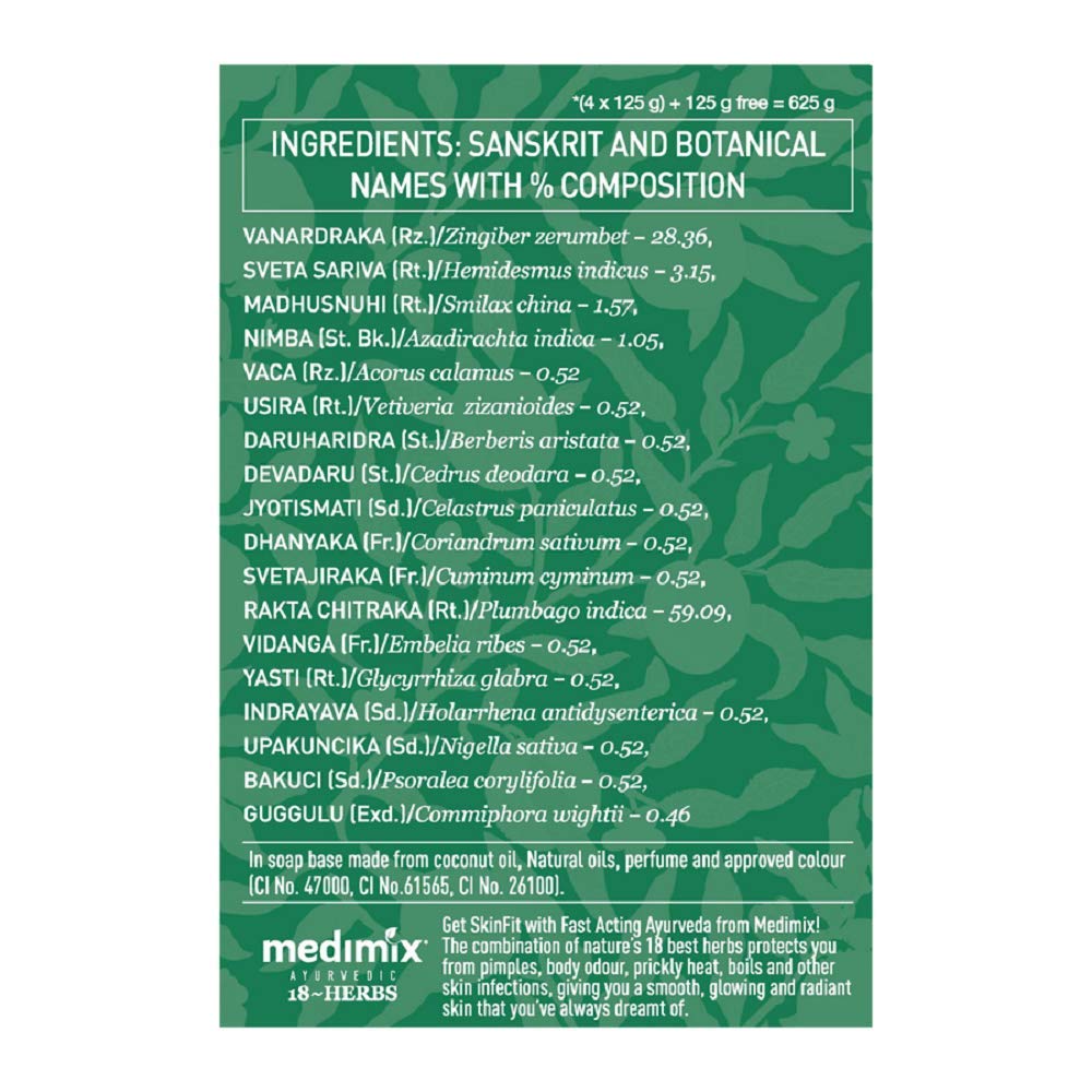Medimix Ayurvedic Classic 18 Herbs Soap, 125 g (4 + 1 Offer Pack) | Grab2Buy