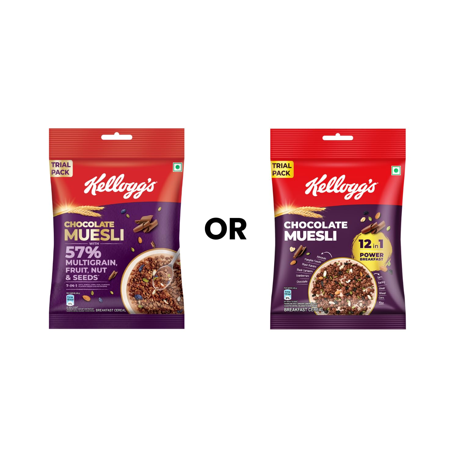 New Kellogg's Chocolate Muesli 57% Multigrain, Fruit, Nut & Seeds | Grab2Buy