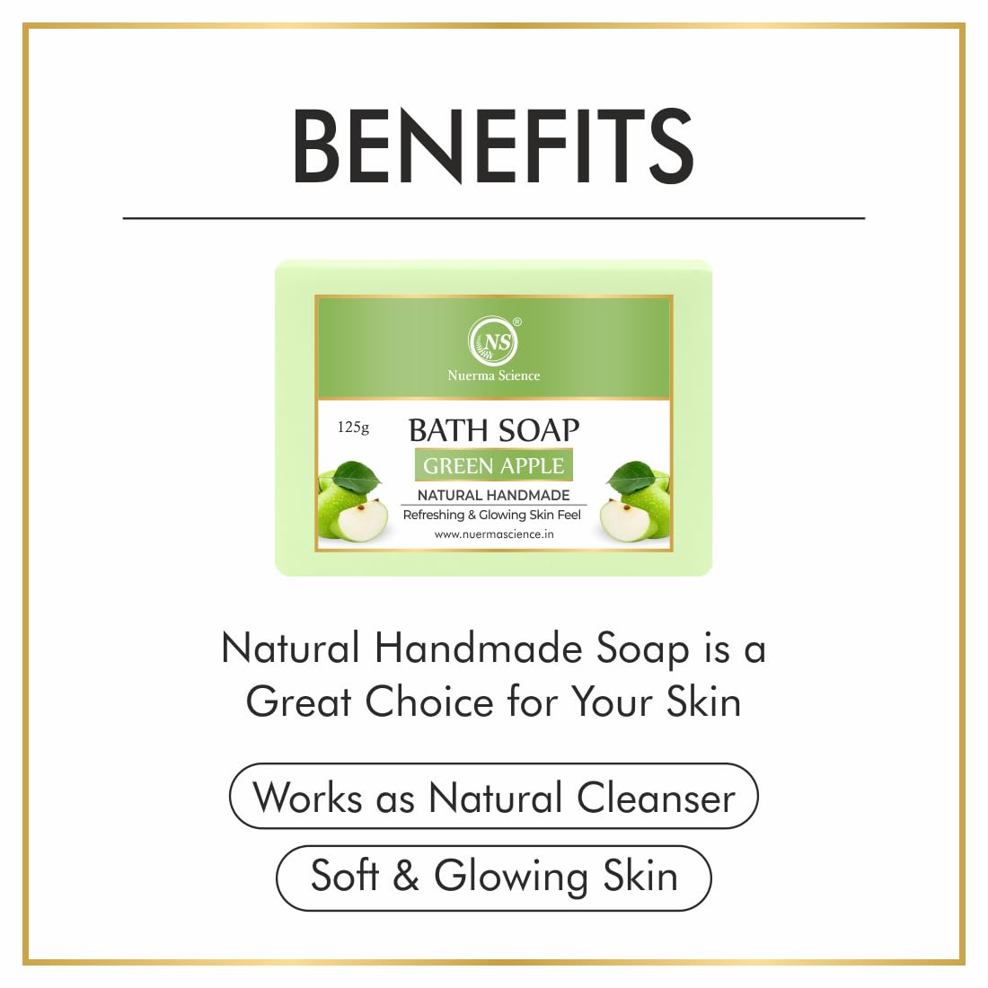Nuerma Science Green Apple Bath Soap | Refreshes & Revitalizes Skin | Grab2Buy