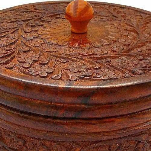 Handcrafted Wooden Box Pot Serving Bowl with Lid | Grab2Buy