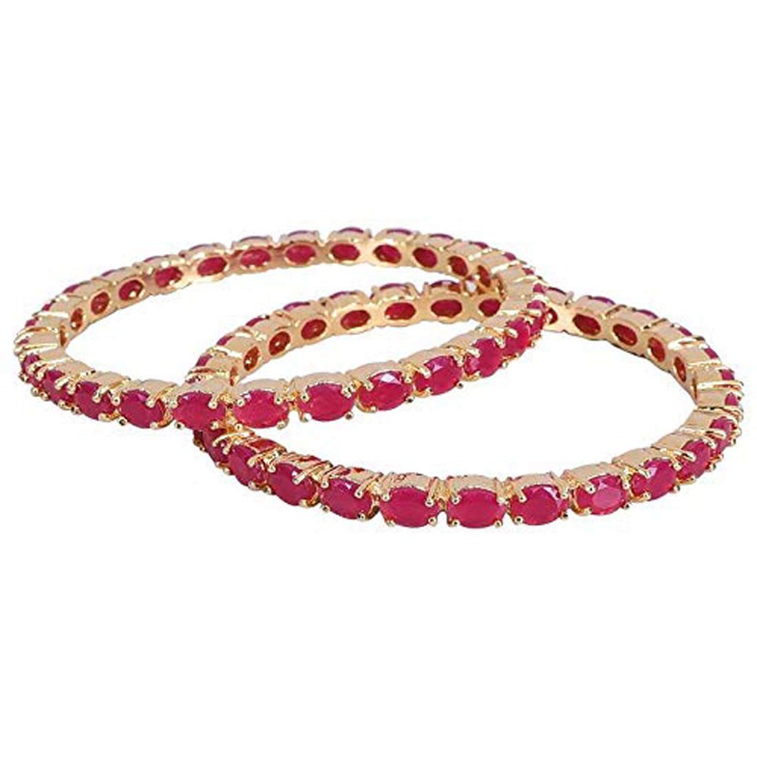 Gold-Polished Alloy Ruby Ad 4 Bangles Set - The Pari | Grab2Buy