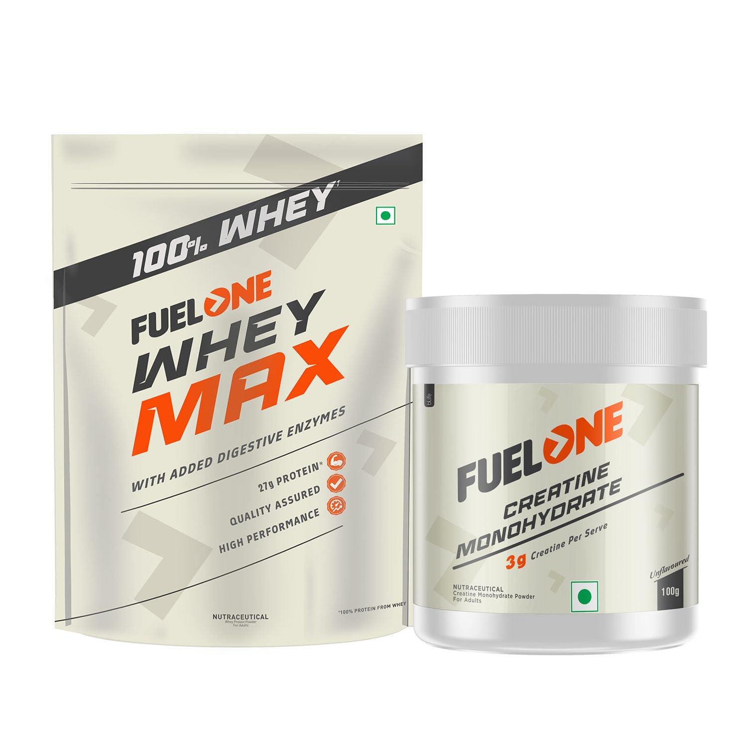 FUELONE Whey Max - Chocolate and Creatine Monohydrate Combo | Grab2Buy