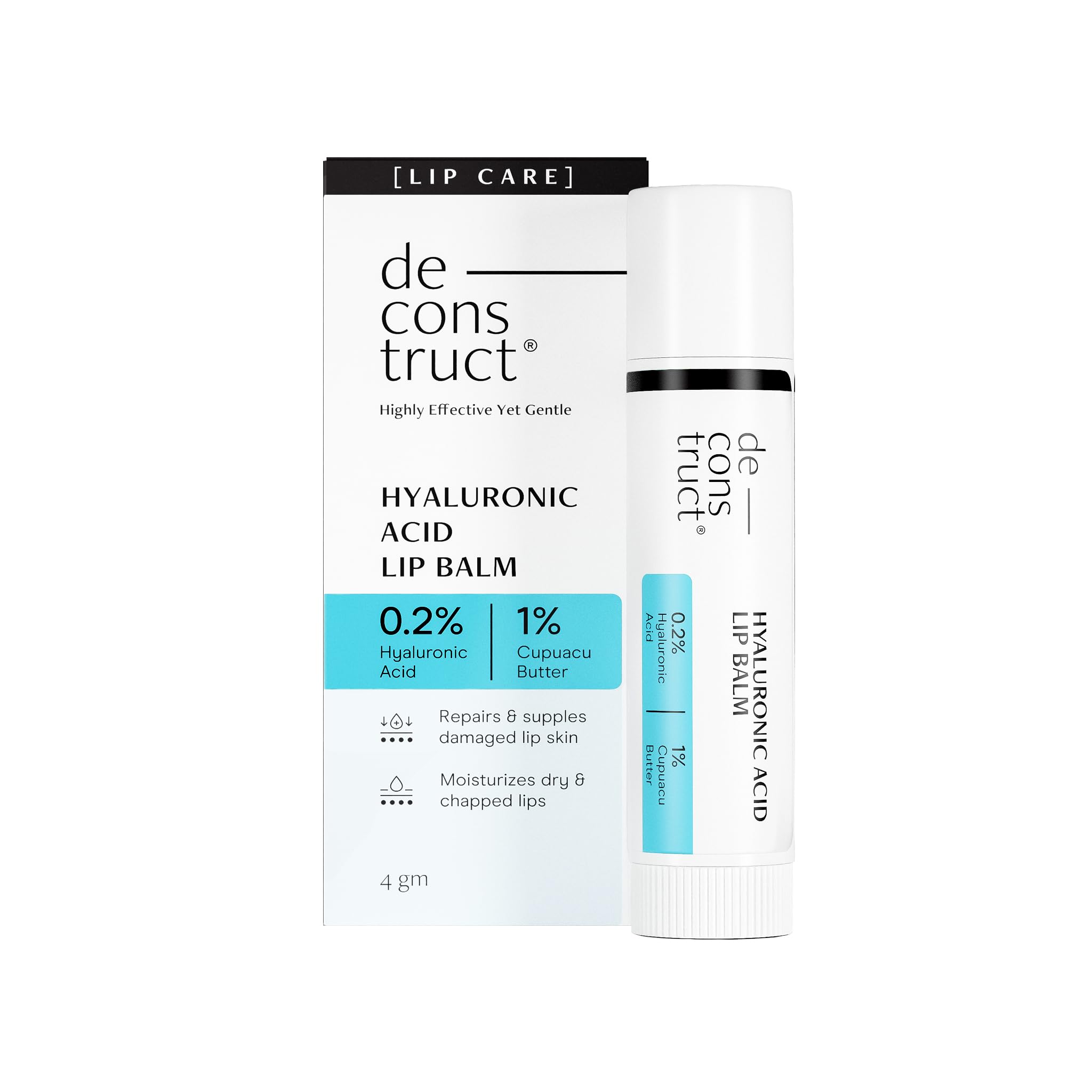 Deconstruct Hyaluronic Acid Lip Balm With 1% Cupuacu Butter - For Fuller lips, Dry Lips, Reduces Flakiness | Grab2Buy