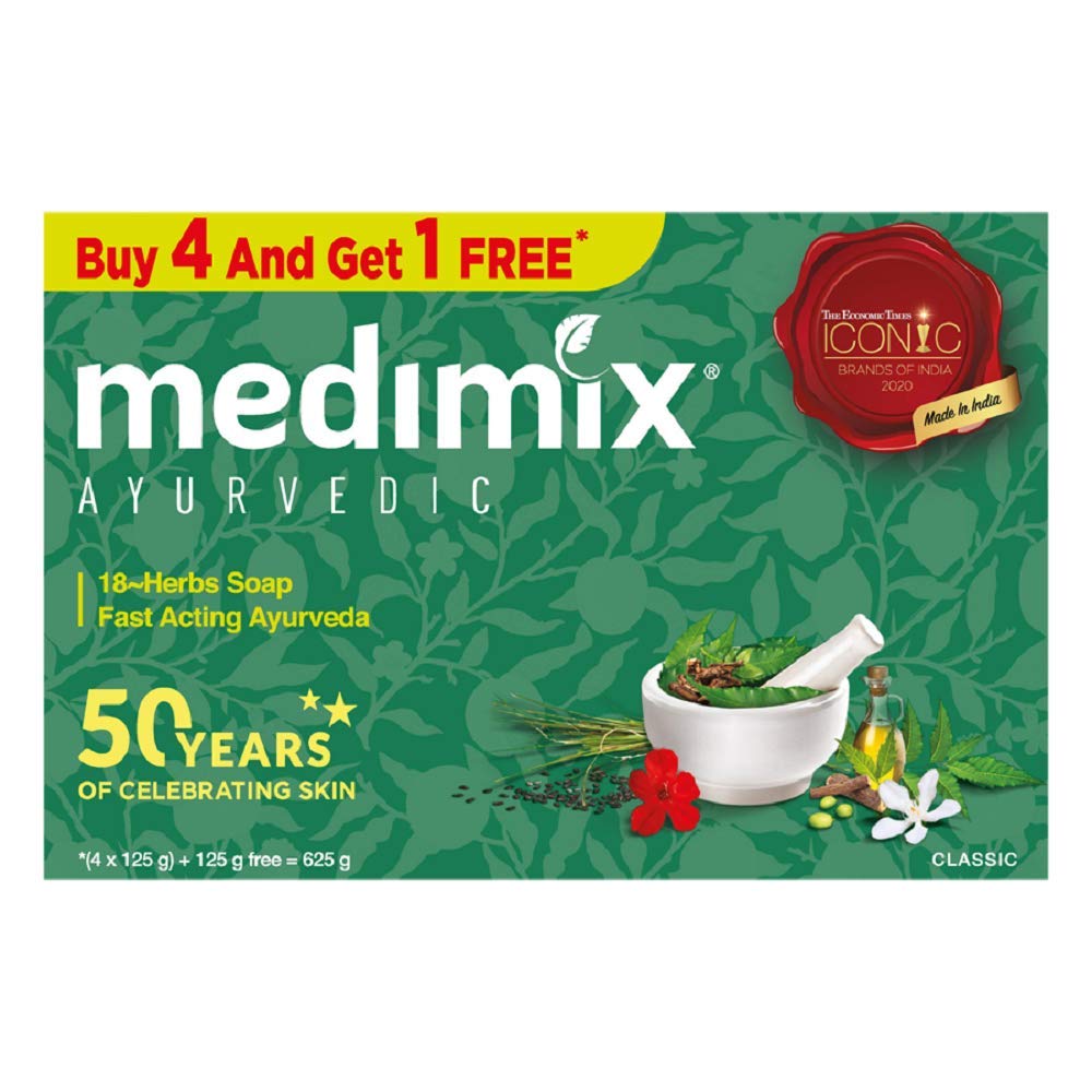 Medimix Ayurvedic Classic 18 Herbs Soap, 125 g (4 + 1 Offer Pack) | Grab2Buy