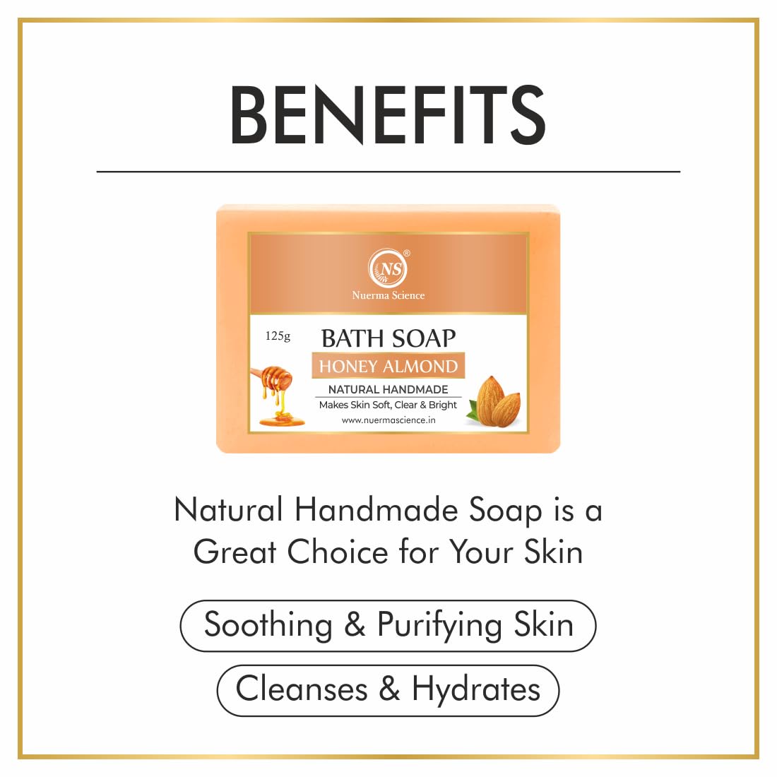Nuerma Science Honey Almond Bath Soap | Nourishes & Softens Skin | Grab2Buy