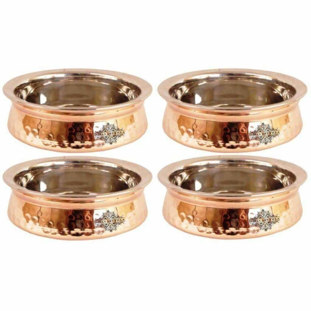 Steel Copper Handi Bowl Hammered Design Serving Dishes - Set of 4 | Grab2Buy