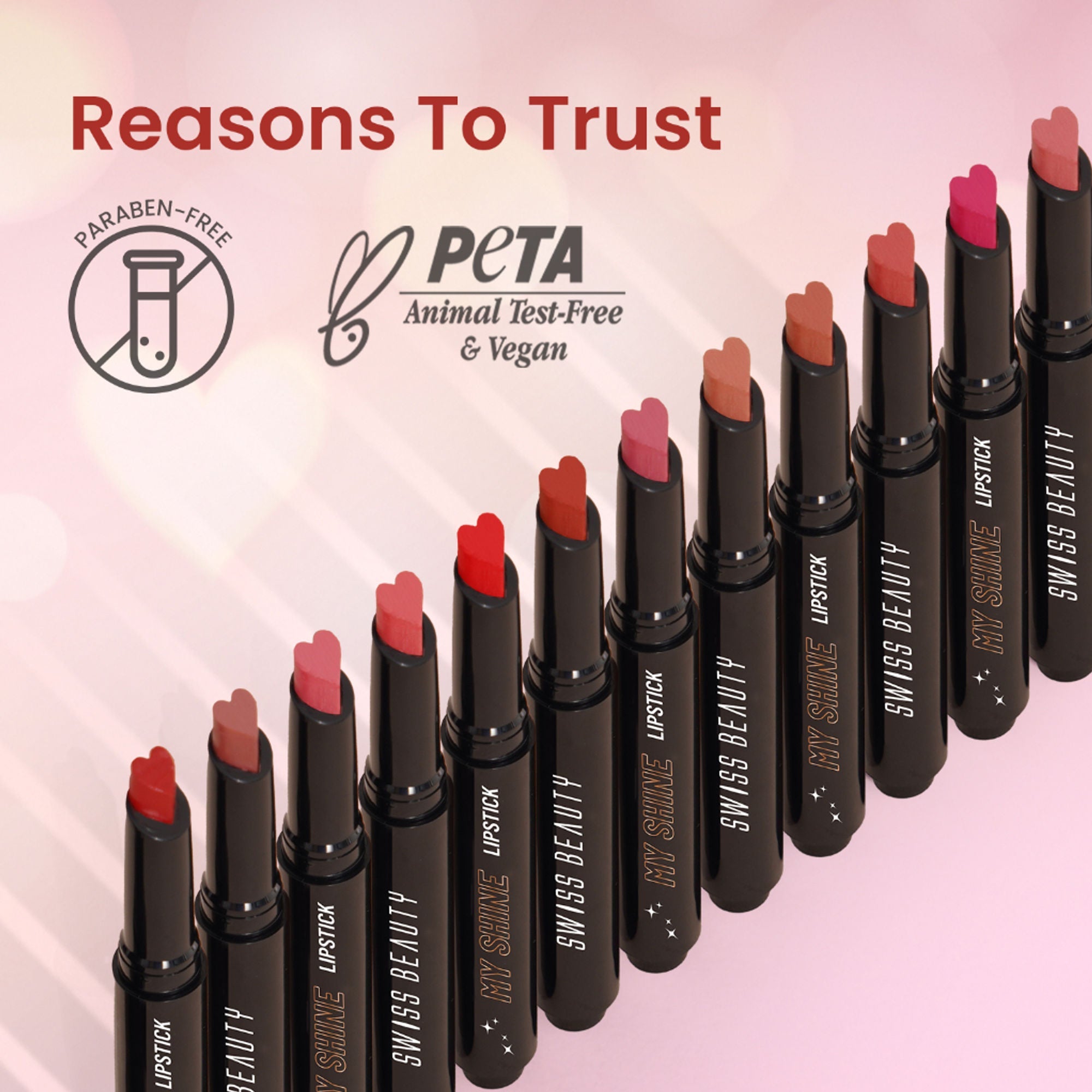 Swiss Beauty My Shine High Pigmented & Long-Lasting Lipstick Enriched with Vitamin E - 08 Its Rouge | Grab2Buy