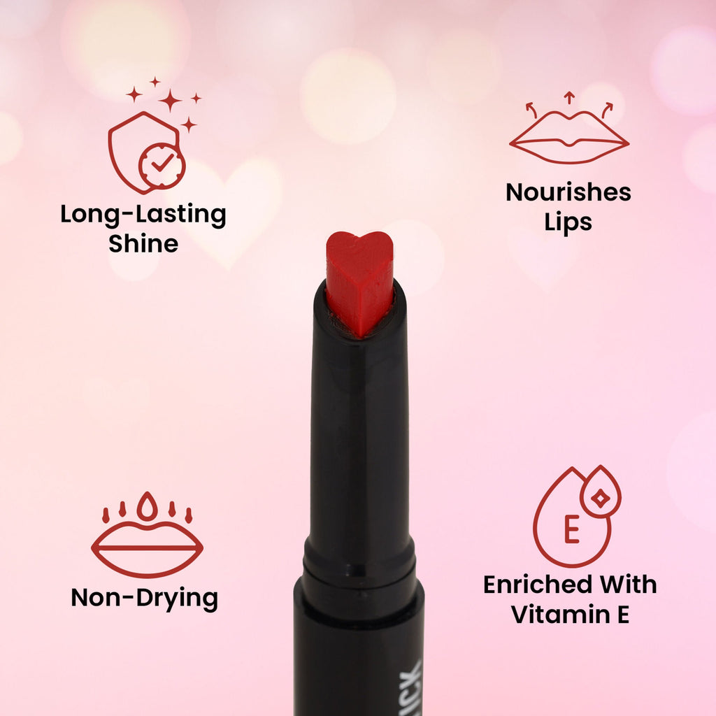 Swiss Beauty My Shine High Pigmented & Long-Lasting Lipstick Enriched with Vitamin E - 08 Its Rouge | Grab2Buy
