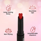 Swiss Beauty My Shine High Pigmented & Long-Lasting Lipstick Enriched with Vitamin E - 08 Its Rouge | Grab2Buy