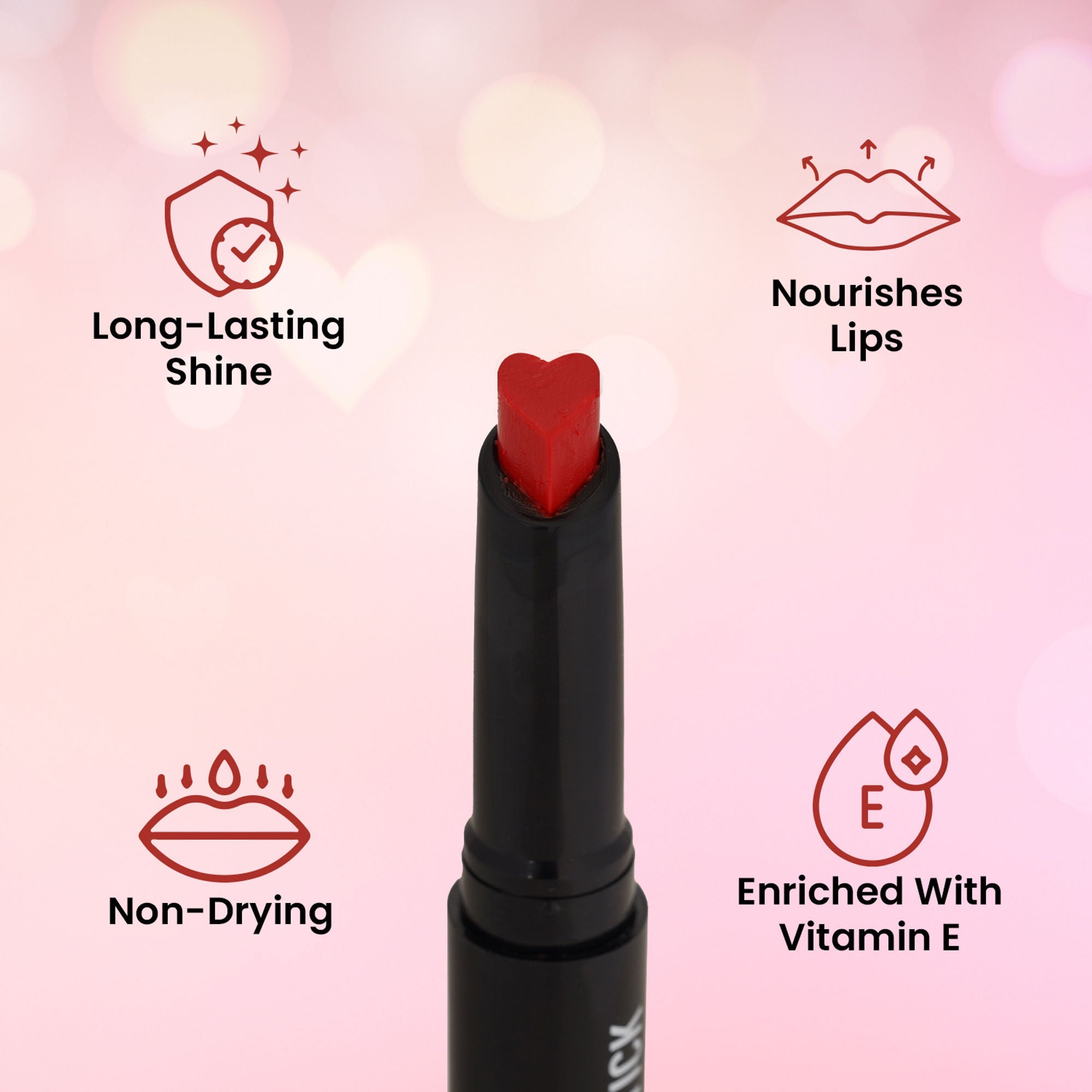 Swiss Beauty My Shine High Pigmented & Long-Lasting Lipstick Enriched with Vitamin E - 08 Its Rouge | Grab2Buy