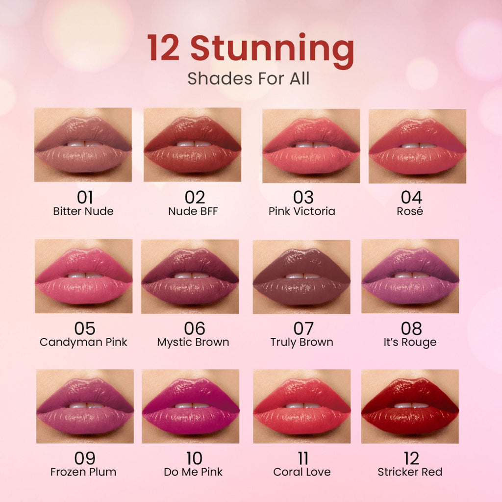 Swiss Beauty My Shine High Pigmented & Long-Lasting Lipstick Enriched with Vitamin E - 08 Its Rouge | Grab2Buy