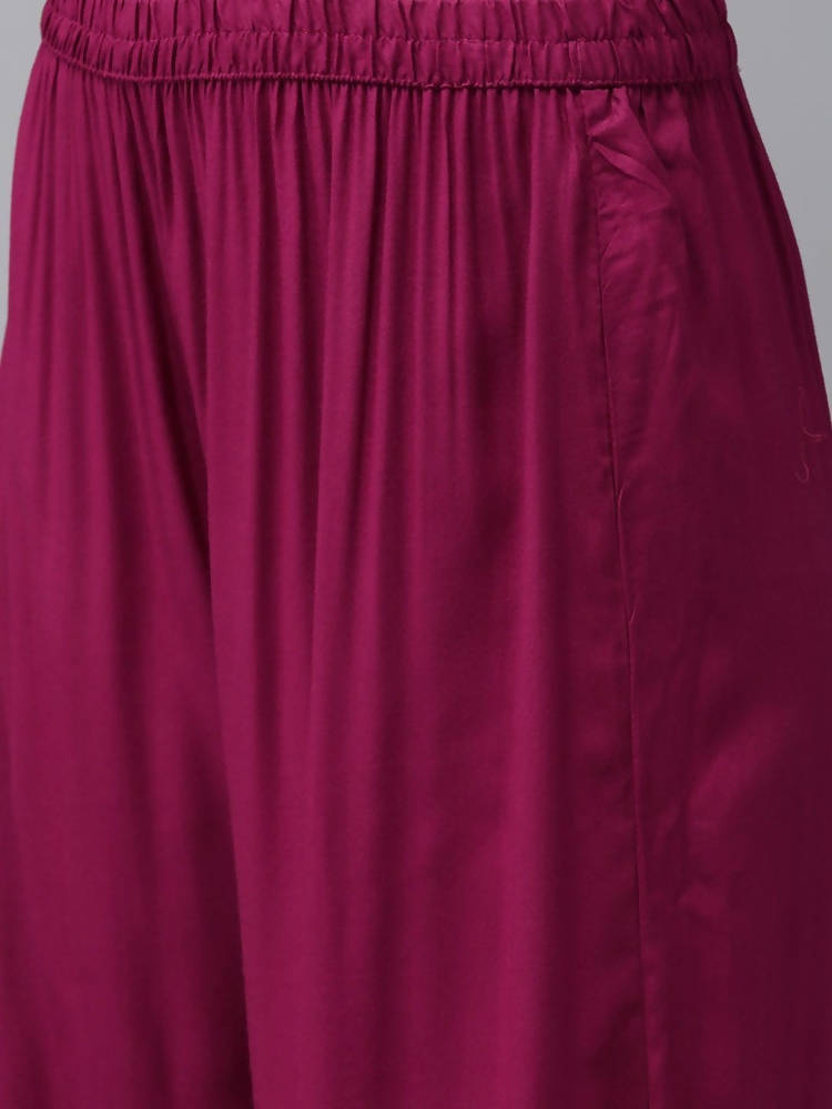 Yufta Women Pink And Golden Pure Cotton Solid Kurta with Palazzo and Dupatta | Grab2Buy