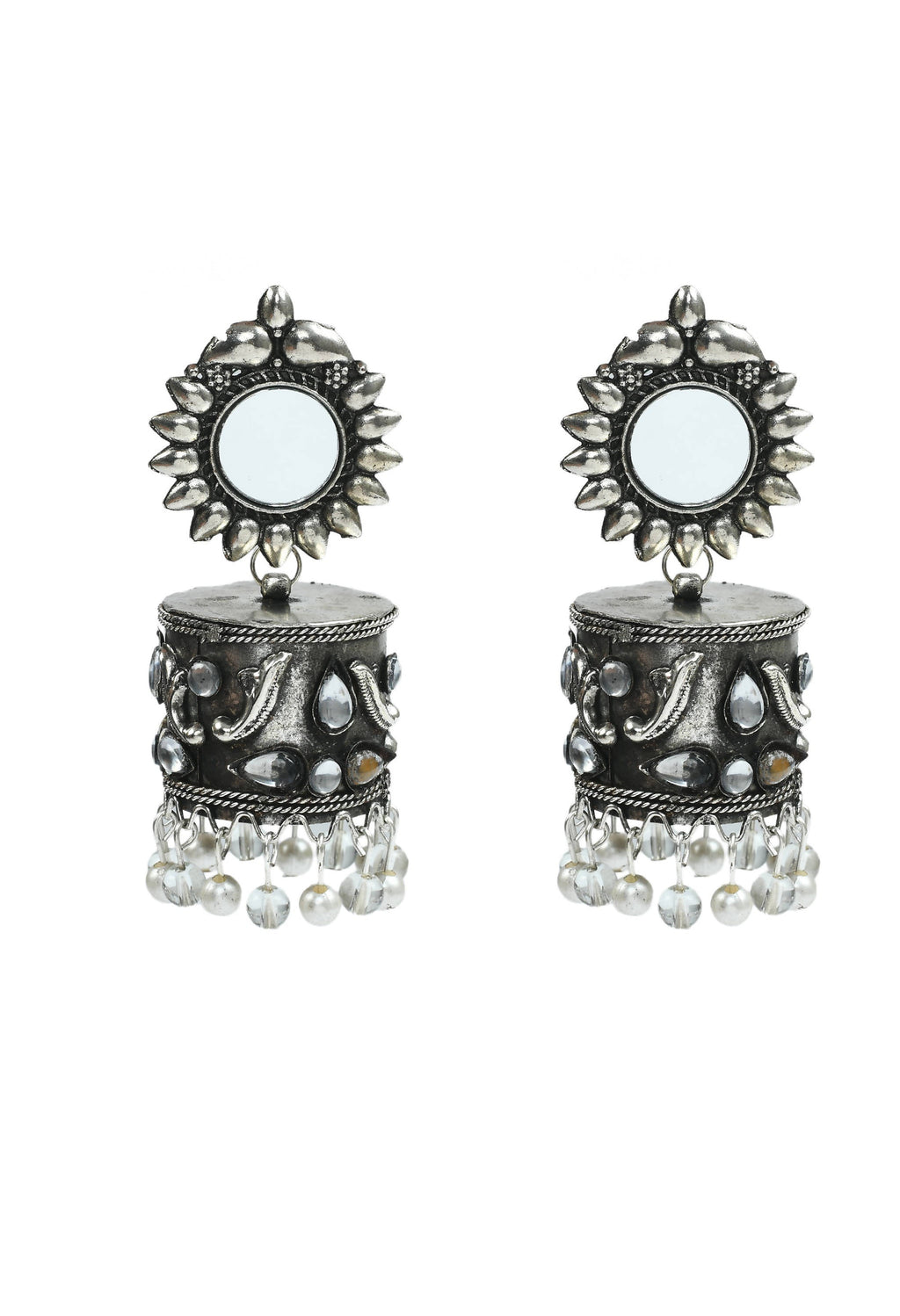Mominos Fashion Johar Kamal Women Silver Oxidised Jhumkas | Grab2Buy