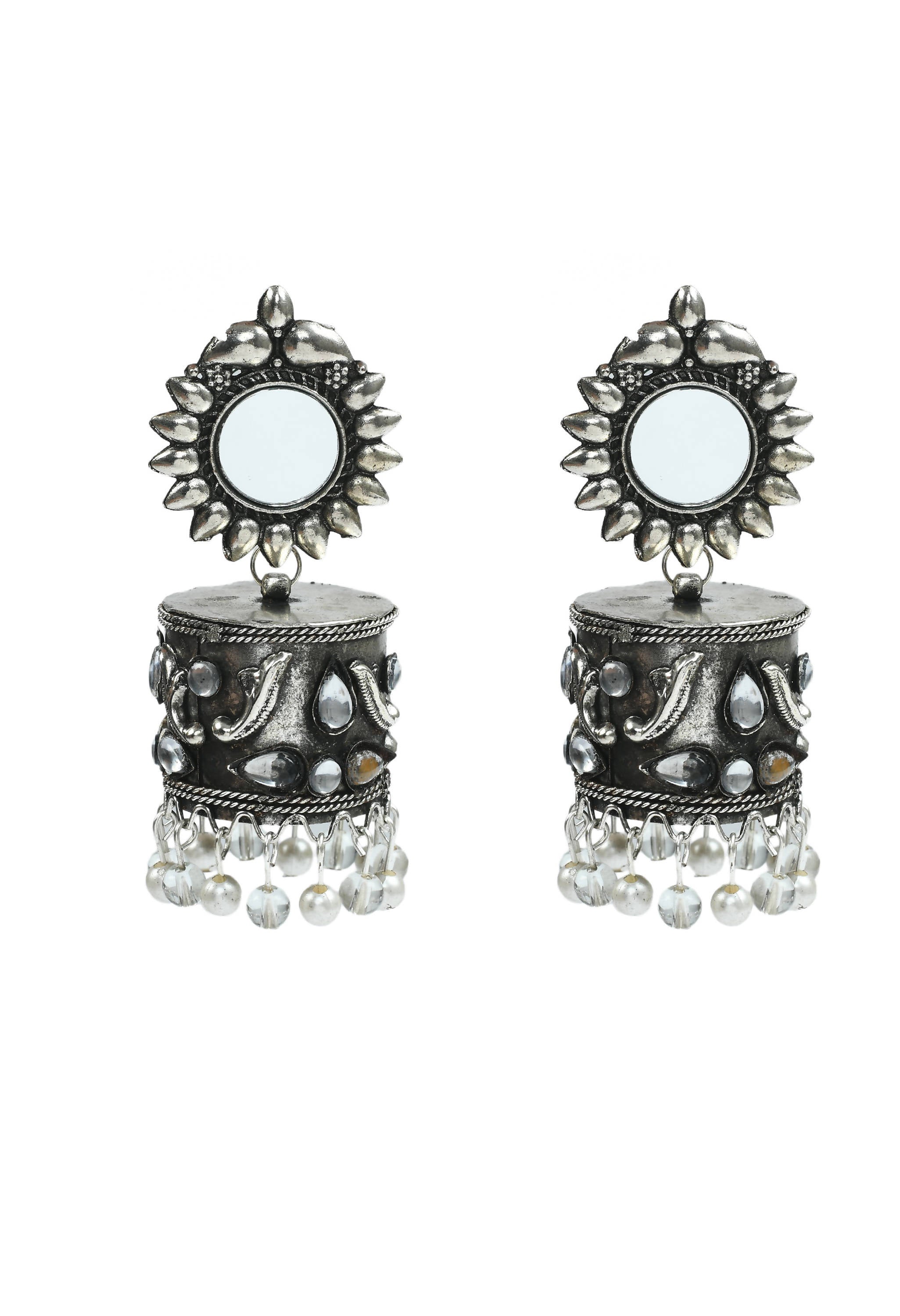 Mominos Fashion Johar Kamal Women Silver Oxidised Jhumkas | Grab2Buy