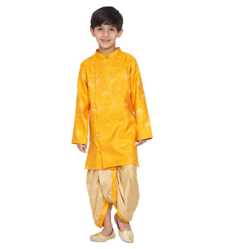 Little Bansi Boys Angrakha Kurta with Dhoti Royal yellow | Grab2Buy