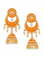 Shoshaa Orange Dome Shaped Jhumkas Earrings | Grab2Buy
