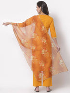 Myshka Trendy Women's Cotton 3/4 Sleeve Round Neck Casual Kurta Pant Dupatta Set | Grab2Buy