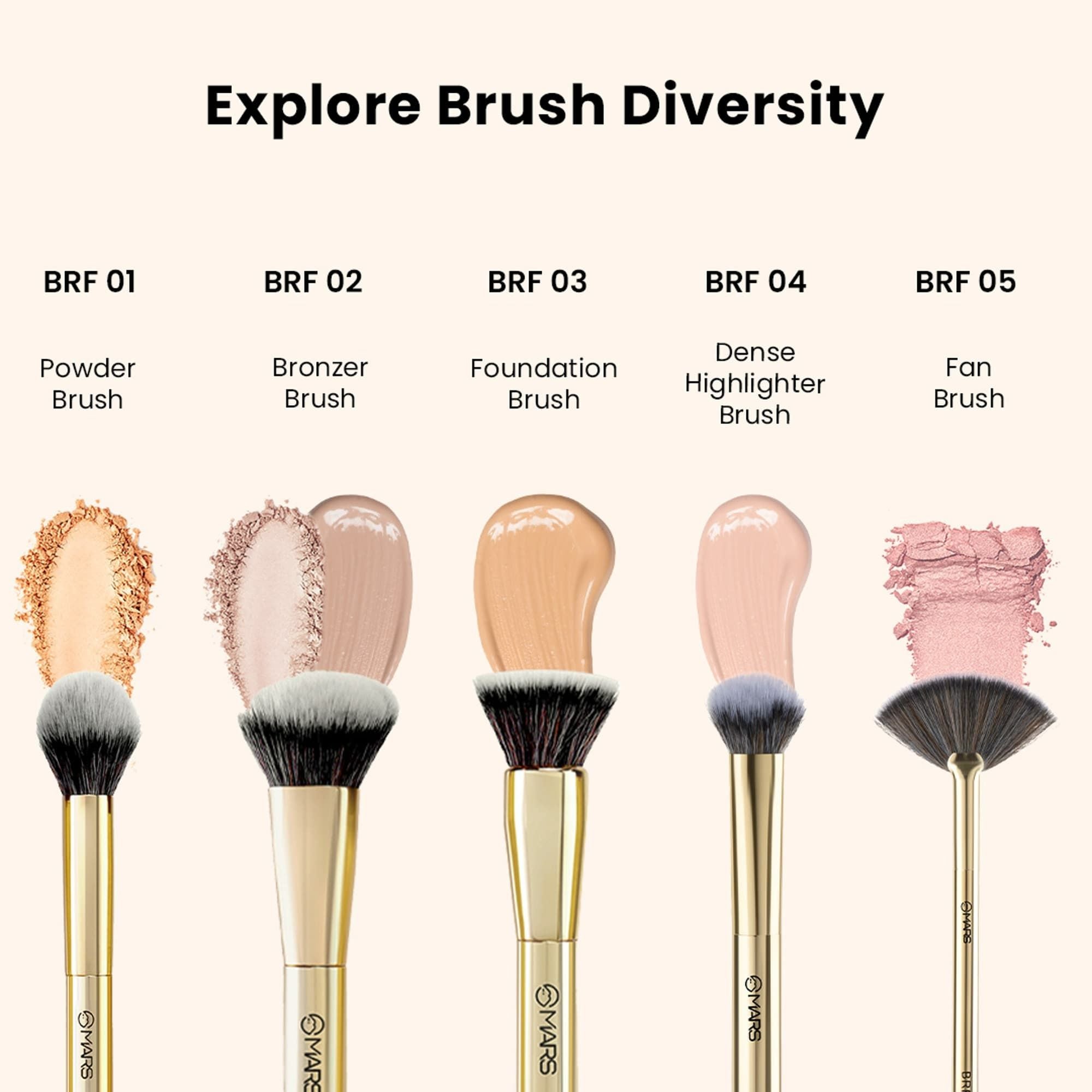 MARS Cosmetics Artists Arsenal Angular Buffing Brush Golden - BRF09 | Grab2Buy