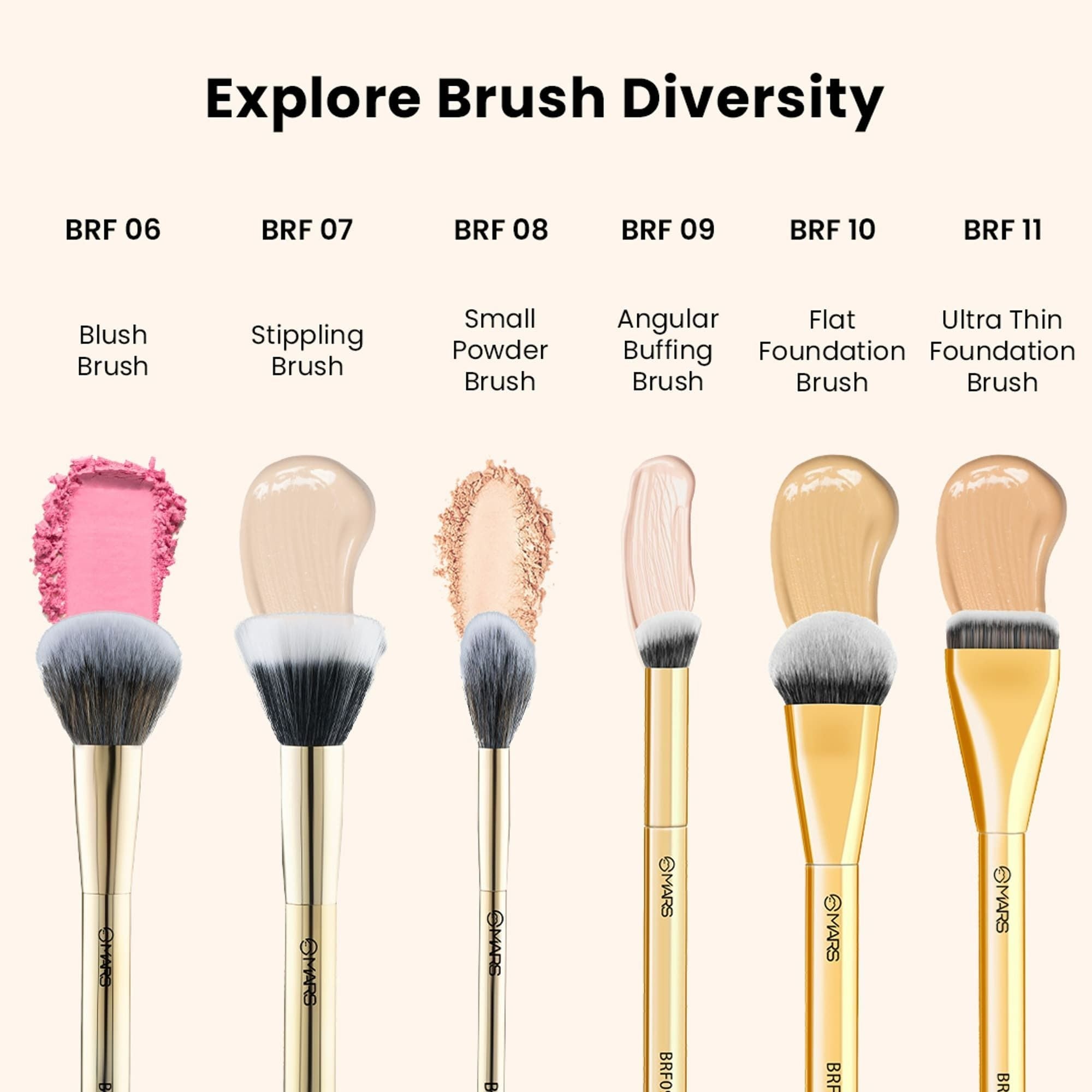 MARS Cosmetics Artists Arsenal Angular Buffing Brush Golden - BRF09 | Grab2Buy