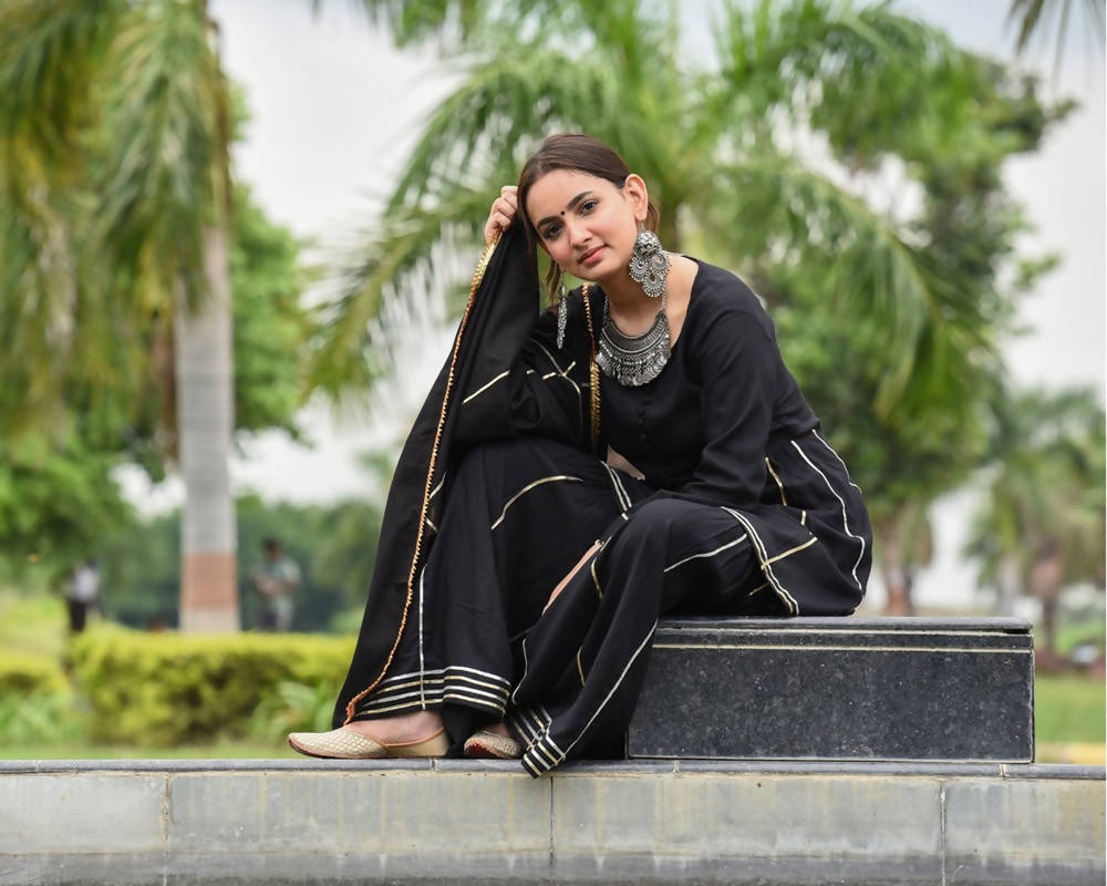 Cheera Black Sharara Kurta Dupatta set | Grab2Buy