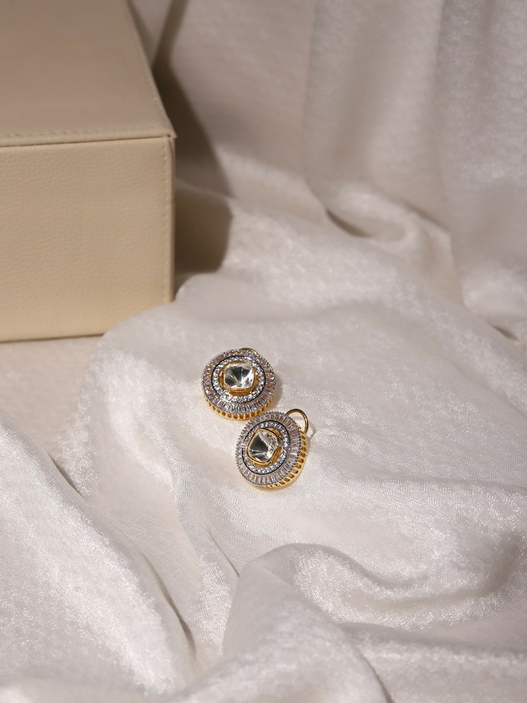 Diamond & Semi Precious Stone Round Oversized Studs- Ruby Raang | Grab2Buy