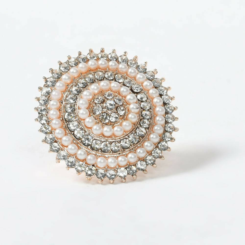 Mominos Fashion Joharkamal Gold-Polished Stone Studded Adjustable Finger Ring - Design 05 | Grab2Buy