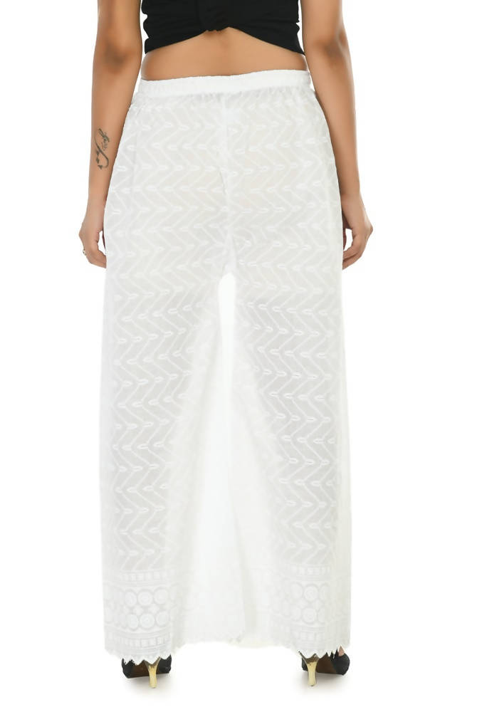 Mominos Fashion Moeza Cotton White Color Chikan Work Palazzo | Grab2Buy