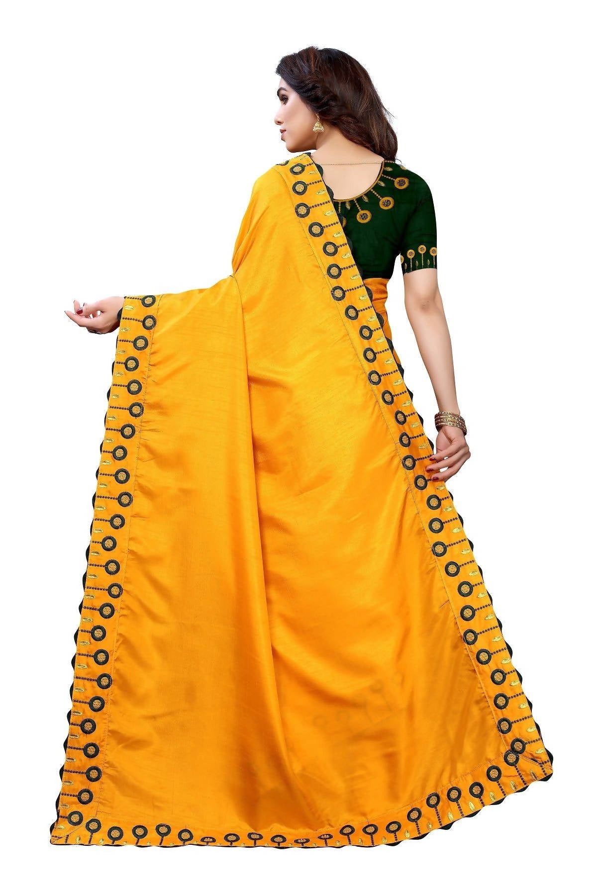 Vamika Mustard Dola Silk Embroidery Saree (SARIKA MUSTARD) | Grab2Buy