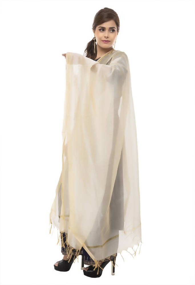 Mominos Fashion Light Golden Banarsi Piping Dupatta | Grab2Buy
