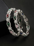 NVR Women's Set of 2 Multi-Coloured CZ Stone-Studded Handcrafted Bangles | Grab2Buy