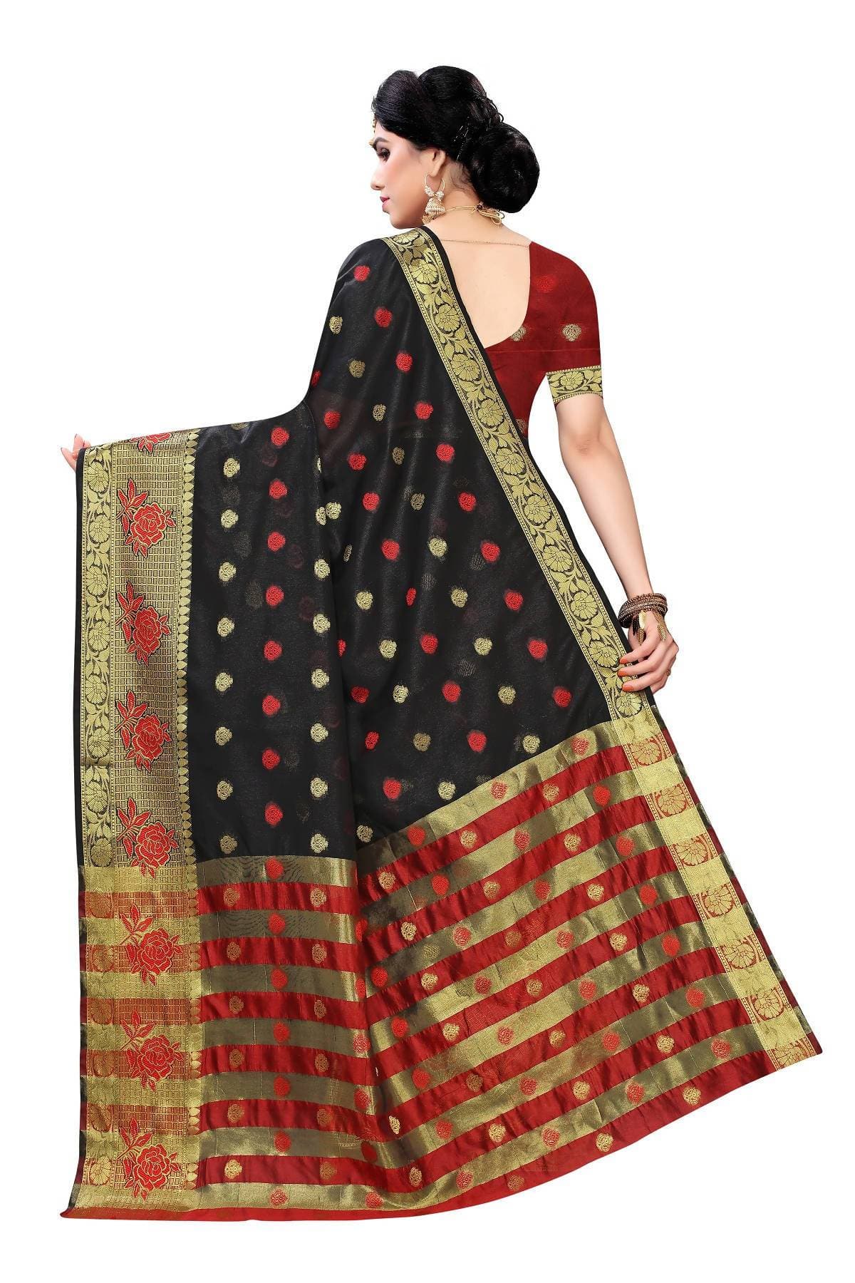 Vamika Banarasi Jaquard Black Weaving Saree | Grab2Buy