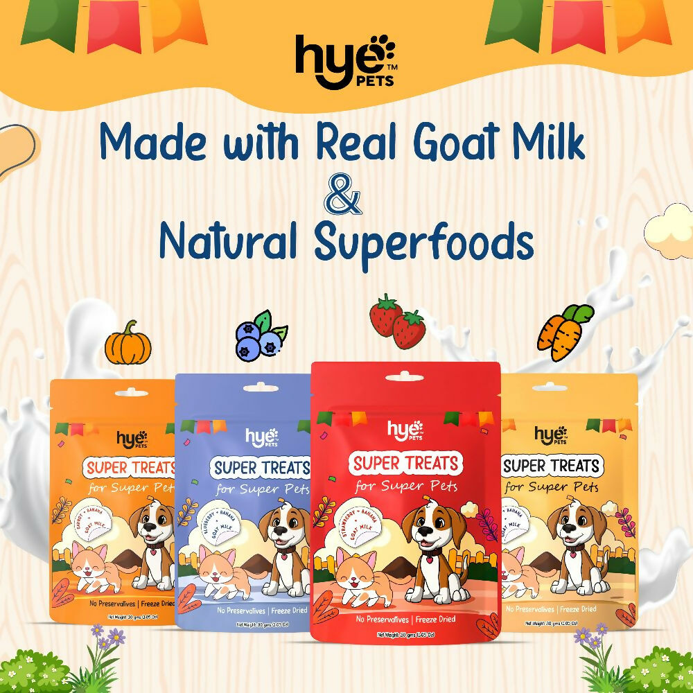 Hye Pets Super Treats For Super Pets – Freeze Dried Treats Made With Goat Milk, Strawberry & Banana | Grab2Buy