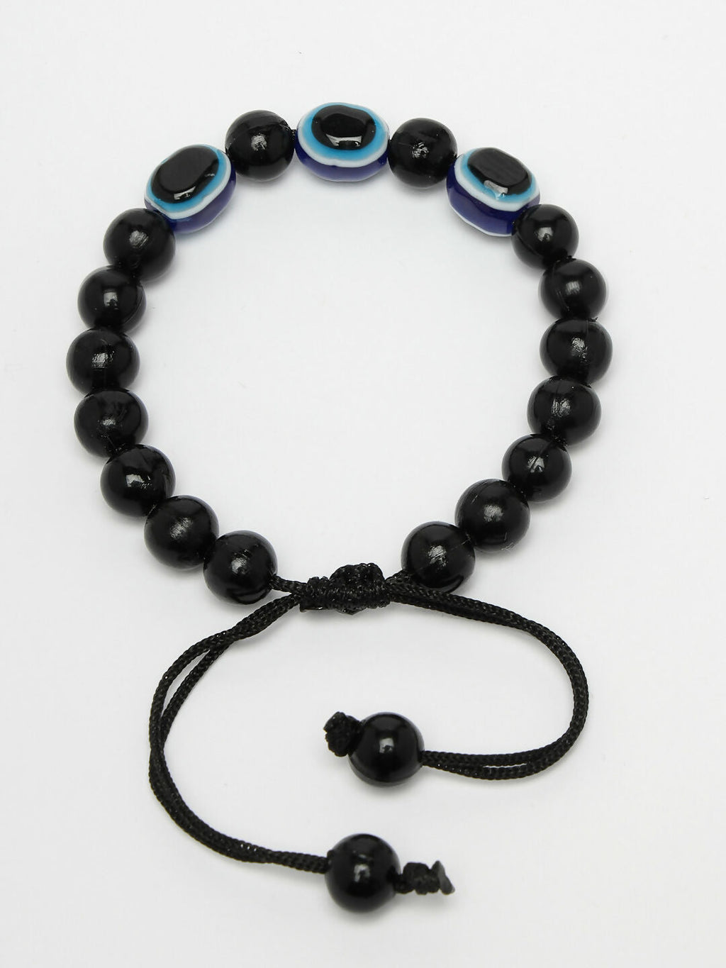 NVR Set of 2 Black Evil Eye Bracelet for Men's & Women