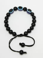 NVR Set of 2 Black Evil Eye Bracelet for Men's & Women
