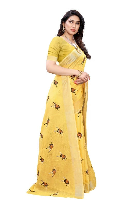 Vamika Yellow Chanderi Designer Saree (SERIN YELLOW) | Grab2Buy
