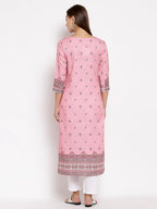 Myshka Women's Multi Pashmeena Printed 3/4 Sleeve Round Neck Casual Winter Kurta | Grab2Buy