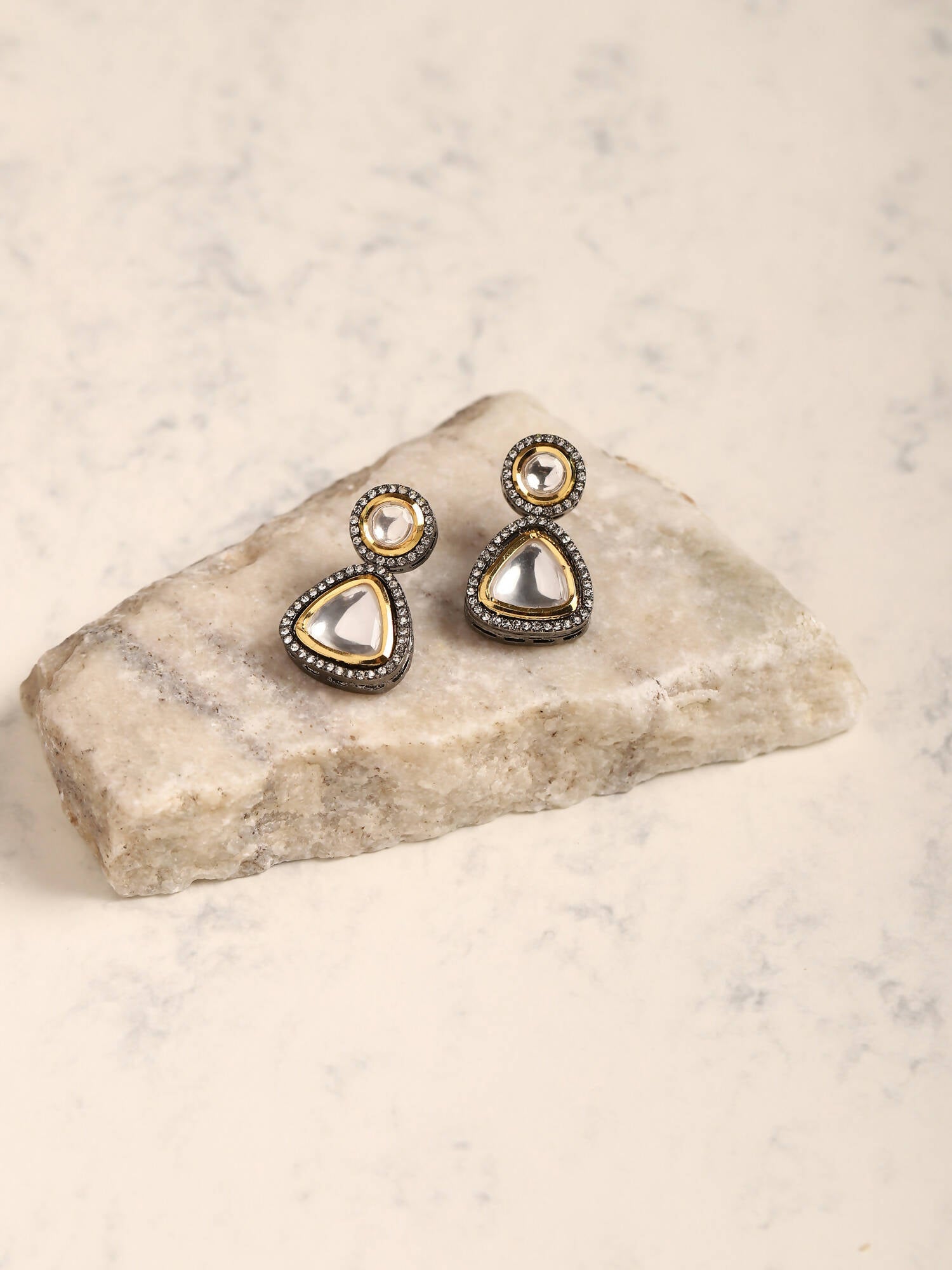 Silver-Plated Contemporary Drop Earrings - Ruby Raang | Grab2Buy