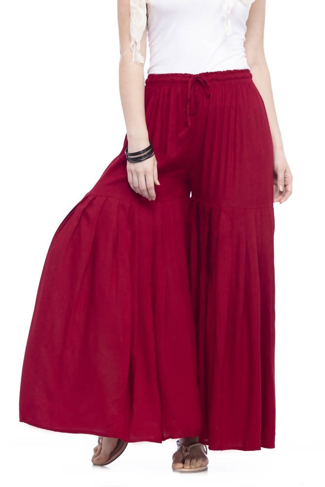 Mominos Fashion Reyon Cotton Maroon Palazzo | Grab2Buy