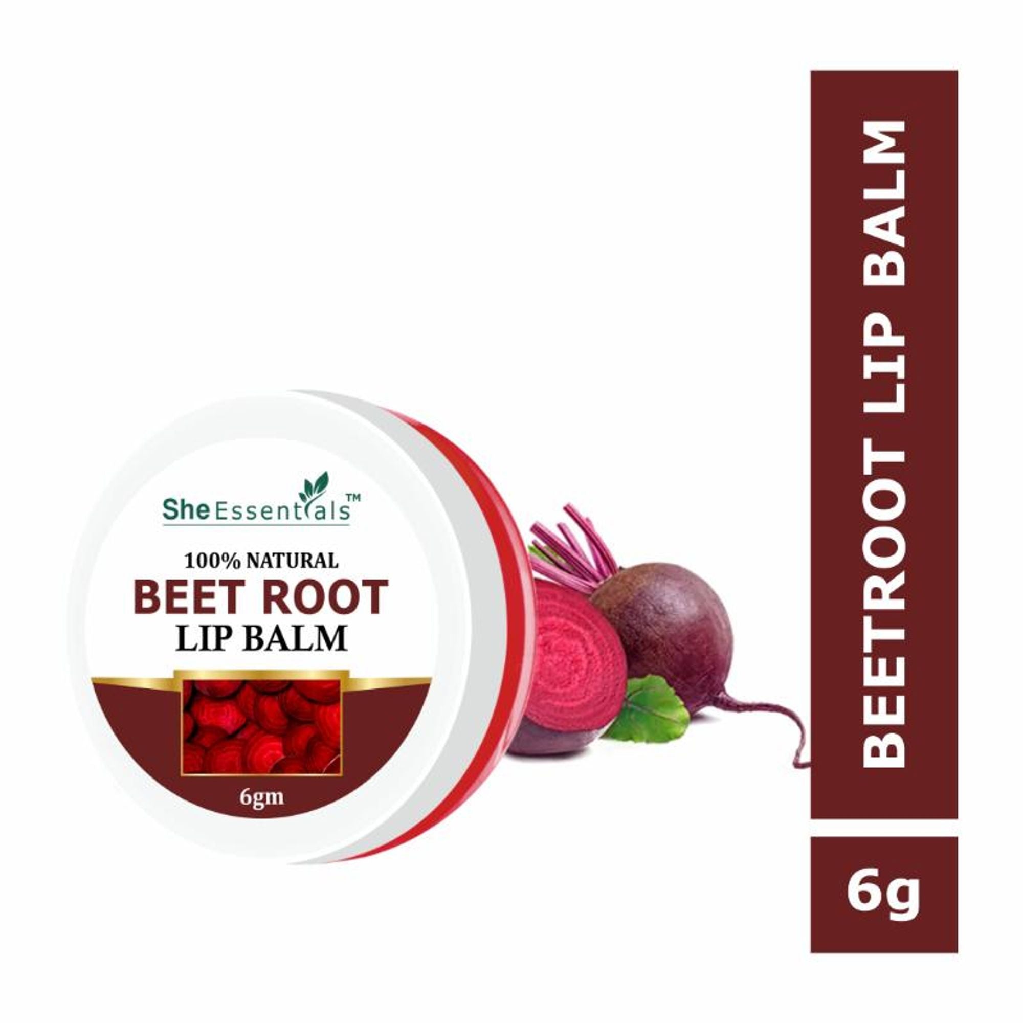 She Essentials Beetroot Lip Balm For Lip Lightening, Dry & Chapped Lips, Makes Soft & Glossy Lips | Grab2Buy
