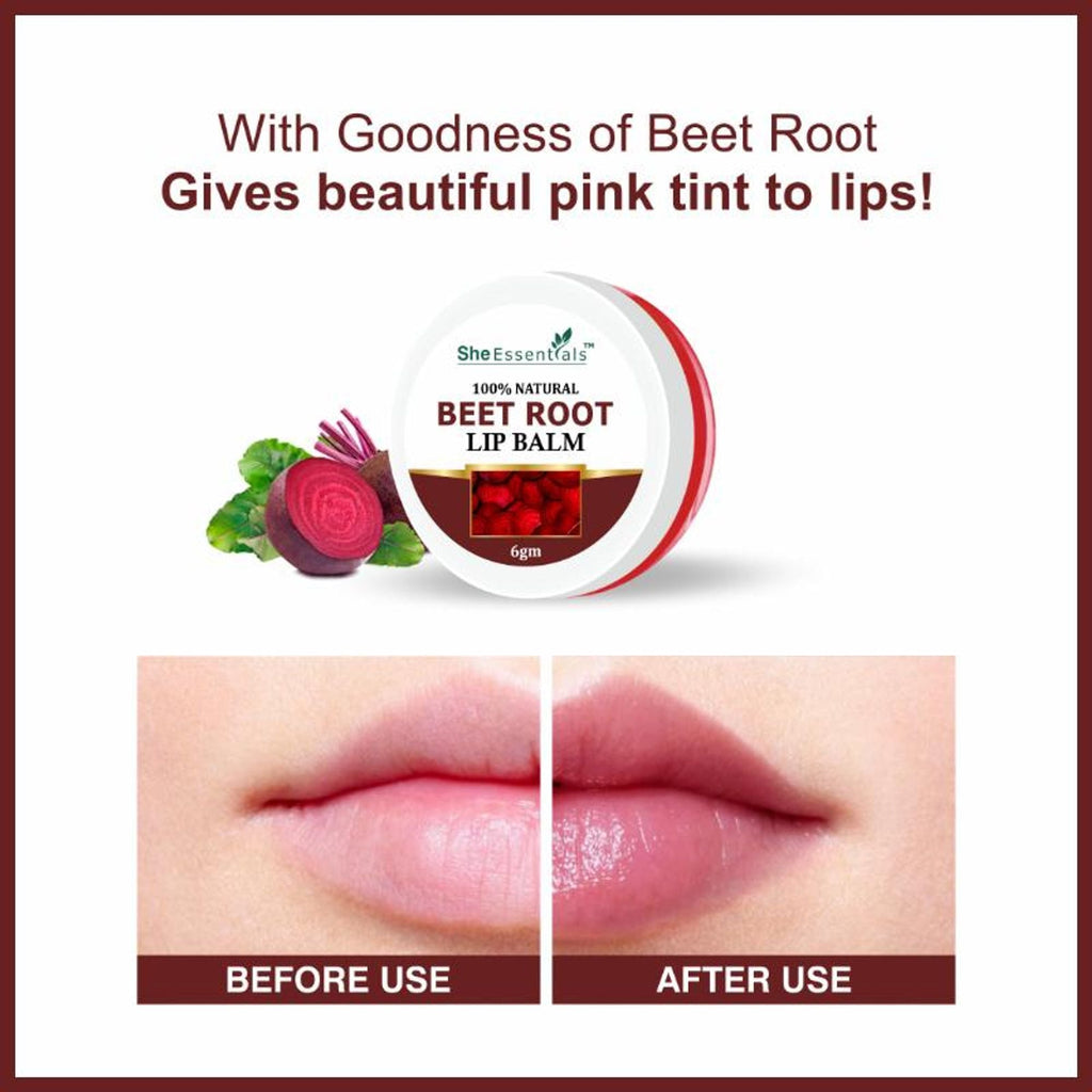 She Essentials Beetroot Lip Balm For Lip Lightening, Dry & Chapped Lips, Makes Soft & Glossy Lips | Grab2Buy