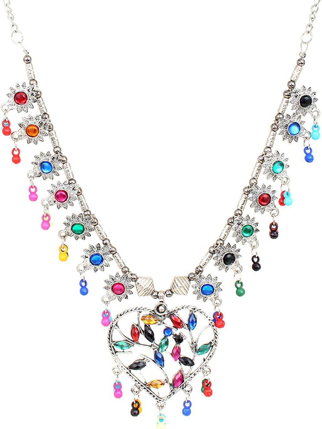 Cardinal Multi-Colored Heart Oxidised Long Jewellery Set | Grab2Buy